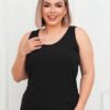 майка в рубчик классика черная plus size