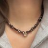 Колье из гематита с кристаллом Swarovski
